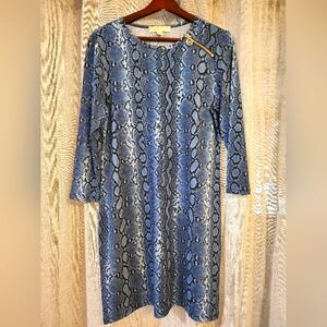 Michael Kors Like New Women's Navy blue snake print Midi dress. Size Medium